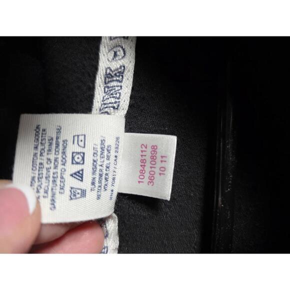 Victorias Secret Pink Logo Full zip Hoodie Jacket Vintage y2k Small Black - Picture 5 of 6